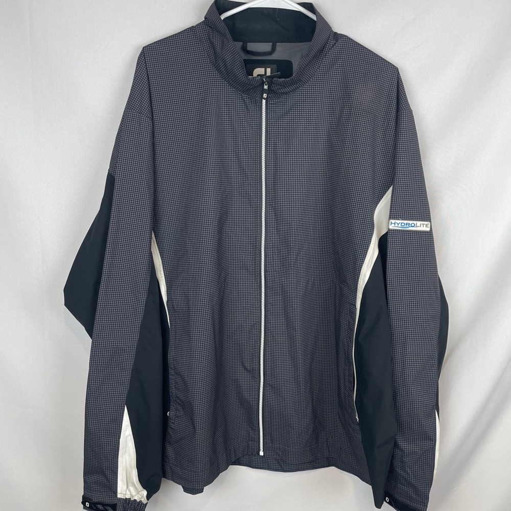 FootJoy Men's HydroLite ZIP Golf Rain Jacket WATERPROOF CHARCOAL HOUNDSTOOTH XL - Picture 8 of 16